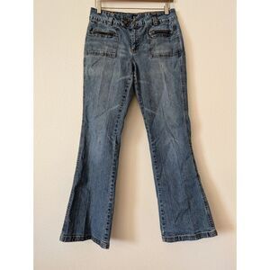 Mixit Stretch Jeans Size 8 Blue Bootcut Flare Zip Pocket Denim Y2K
